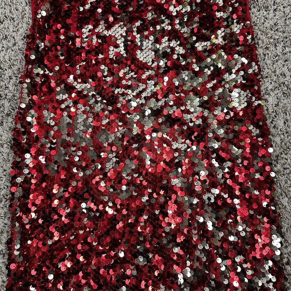 Wonder Nation Girl's Sz S 6-6X Sequence Red Knee Length Dress Holiday Festive - Picture 2 of 7